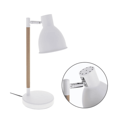 candeeiro flexográfico de metal branco série delza 16cm