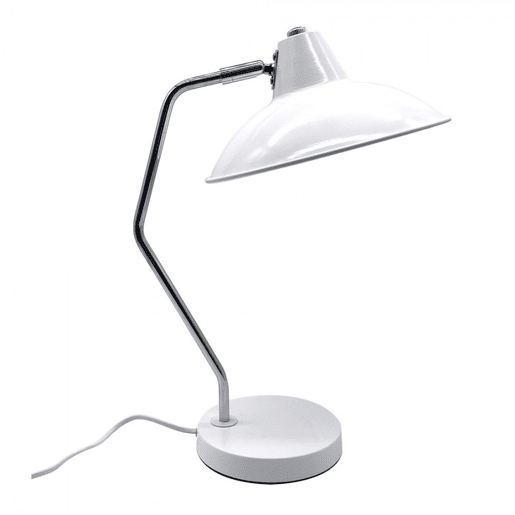candeeiro flexográfico de metal branco série elian 24cm