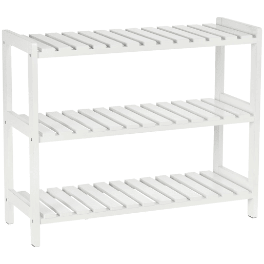 HOMCOM Sapateira de Madeira Estante para Sapatos de 3 Níveis para até 9 Pares de Sapatos para Entrada Corredor Dormitório 70x26x57,5cm Branco