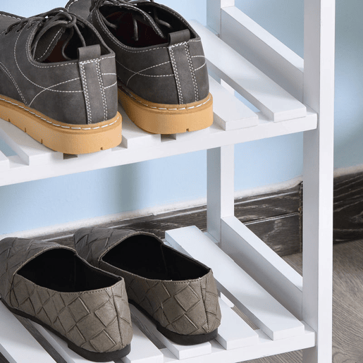 HOMCOM Sapateira de Madeira Estante para Sapatos de 3 Níveis para até 9 Pares de Sapatos para Entrada Corredor Dormitório 70x26x57,5cm Branco
