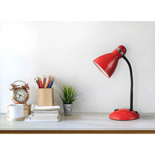 candeeiro de secretária metálico vermelho série lazulita 23cm