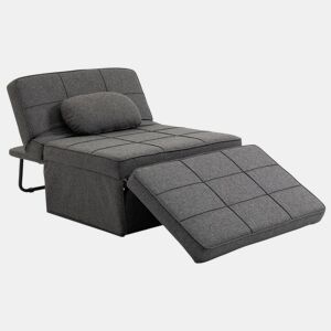 HOMCOM Sofá Cama Individual 3 em 1 Estofado em Linho Sofá Reclinável em 5 Posições com Apoio para os Pés e Apoio para a Cabeça para Sala de Estar Carga Máxima 200kg 95x189x43cm Cinza