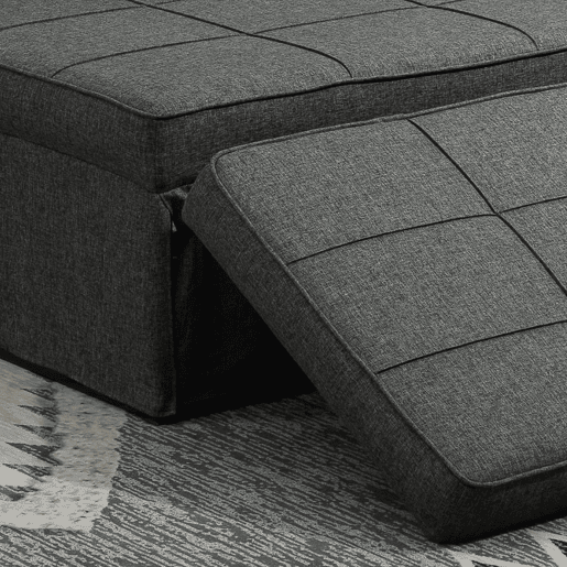 HOMCOM Sofá Cama Individual 3 em 1 Estofado em Linho Sofá Reclinável em 5 Posições com Apoio para os Pés e Apoio para a Cabeça para Sala de Estar Carga Máxima 200kg 95x189x43cm Cinza