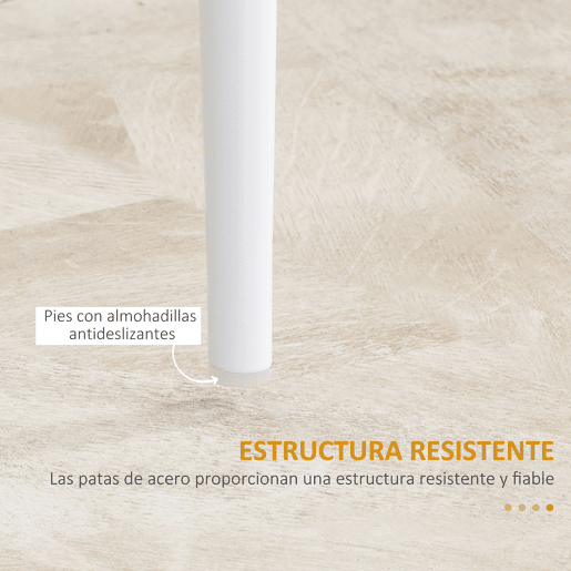 HOMCOM Conjunto de 4 Cadeiras de Sala de Jantar Estofadas em Couro Sintético Cadeiras de Cozinha com Encosto Alto e Pés de Aço Carga Máxima 120kg 41x50x97cm Branco