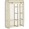 HOMCOM Roupeiro de Tecido Dobrável Armário de Roupa Portátil com 6 Prateleiras e 1 Barra de Pendurar para Dormitório Vestidor 103x43x162,5cm Creme