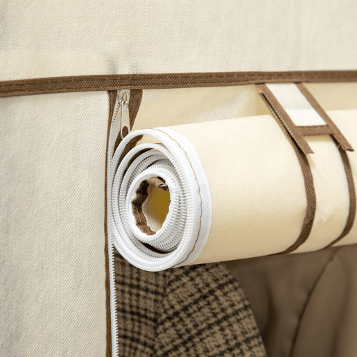 HOMCOM Roupeiro de Tecido Dobrável Armário de Roupa Portátil com 6 Prateleiras e 1 Barra de Pendurar para Dormitório Vestidor 103x43x162,5cm Creme