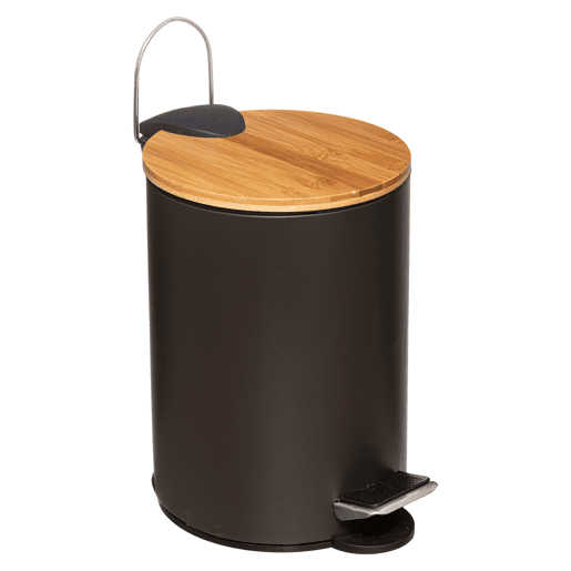 Pedal Cube 3 L com tampa de bambu preta Pedal Cube 3 L com tampa de bambu preta