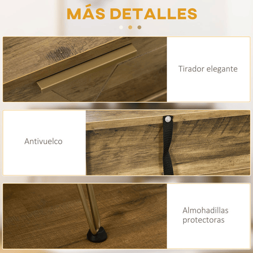 HOMCOM Consola Móvel de Entrada com 2 Gavetas Prateleira Aberta e Pés de Aço para Sala de Estar Corredor Estilo Moderno 120x29x79cm Madeira e Bronze