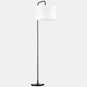 HOMCOM Candeeiro de Pé Moderno Lâmpada E27 Máx. 40W com Ecrã de Linho Estrutura de Aço e Interruptor de Pé Candeeiro de Leitura para Sala de Estar Dormitório 64x38x163,5cm Branco e Preto