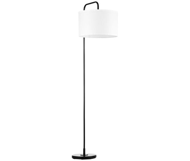 Homcom lámpara de pie moderna casquillo e27 máx. 40w con pantalla de lino marco de acero e interruptor de pie lámpara de lectura de pie para salón