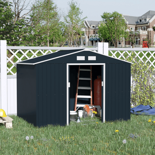 Outsunny Abrigo de Jardim Exterior Abrigo e Jardim Metálico para Armazenamento de Ferramentas com Base Incluída e 4 Janelas 277x195x192cm Cinza Escuro Outsunny Abrigo de Jardim Exterior Abrigo e Jardim Metálico para Armazenamento de Ferramentas com Base Incluída e 4 Janelas 277x195x192cm Cinza Escuro