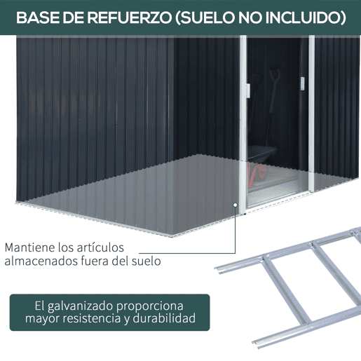 Outsunny Abrigo de Jardim Exterior Abrigo e Jardim Metálico para Armazenamento de Ferramentas com Base Incluída e 4 Janelas 277x195x192cm Cinza Escuro Outsunny Abrigo de Jardim Exterior Abrigo e Jardim Metálico para Armazenamento de Ferramentas com Base Incluída e 4 Janelas 277x195x192cm Cinza Escuro