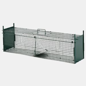 PawHut Armadilha para Animais Vivos Jaula de Captura Metálica com 2 Portas e Alça para Ratos e Camundongos 100x25x28 cm Verde Escuro