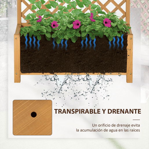 Outsunny Floreira de Jardim com Treliça Caixa de Plantio com Suporte para Plantas Trepadeiras para Cultivo de Plantas Flores para Pátio Terraço Varanda 90x45x180cm Madeira
