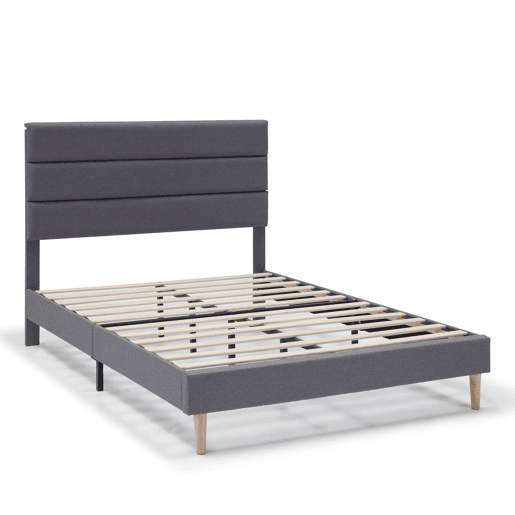 Estrutura de cama estofada Aroma 150x190 cm, cinzento escuro
