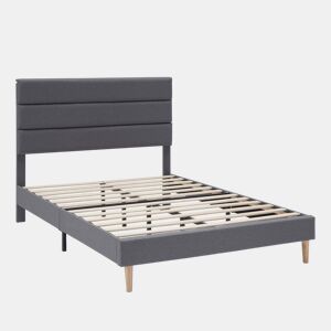 Estrutura de cama estofada Aroma 150x190 cm, cinzento escuro