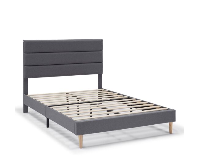 Estructura de cama tapizada aroma 150x190 cm, gris oscuro