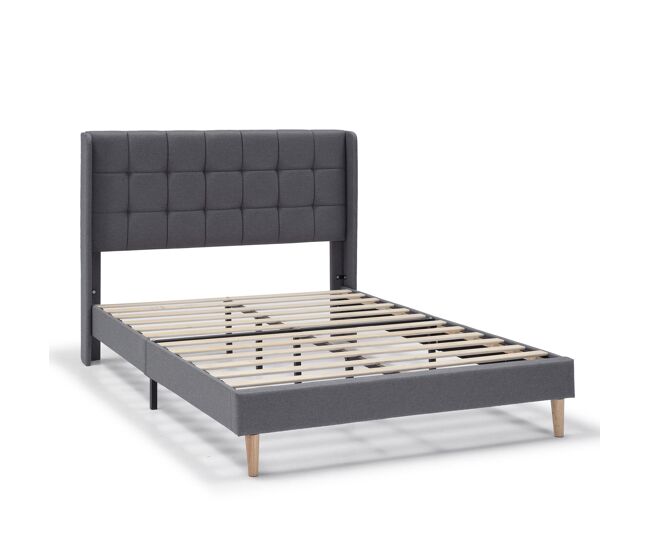 Estructura de cama tapizada esther 135/140x190 cm, gris oscuro