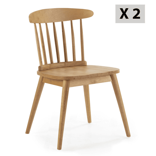 Conjunto de 2 cadeiras de jantar em madeira Ben Conjunto de 2 cadeiras de jantar em madeira Ben