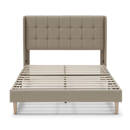 Estrutura de cama estofada Esther 150x190 cm, Bege Estrutura de cama estofada Esther 150x190 cm, Bege