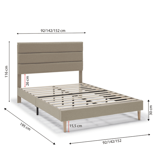 Estrado de cama estofado Aroma 135140x190 cm, Bege