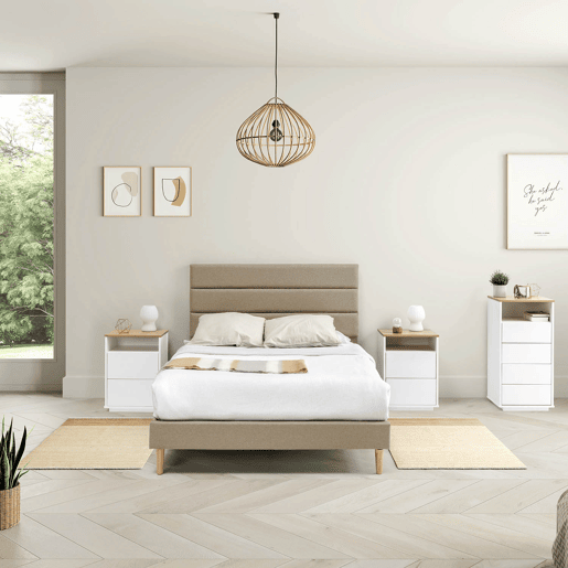 Estrado de cama estofado Aroma 135140x190 cm, Bege