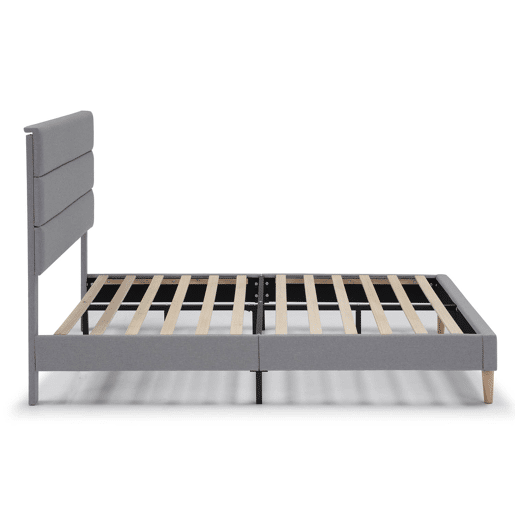 Estrutura de cama estofada Aroma 150x190 cm, cinzento claro