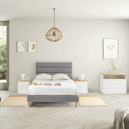 Estrutura de cama estofada Aroma 150x190 cm, cinzento claro
