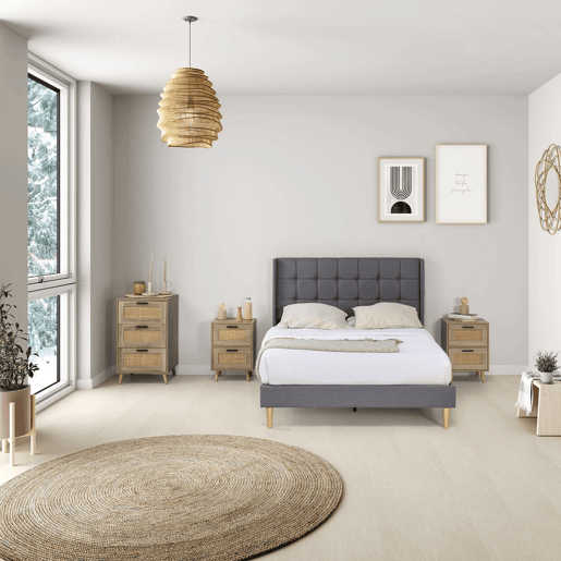 Estrutura de cama estofada Esther 150x190 cm, cinzento escuro