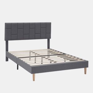 Estrutura de cama estofada Sorni 90x190 cm, cinzento escuro