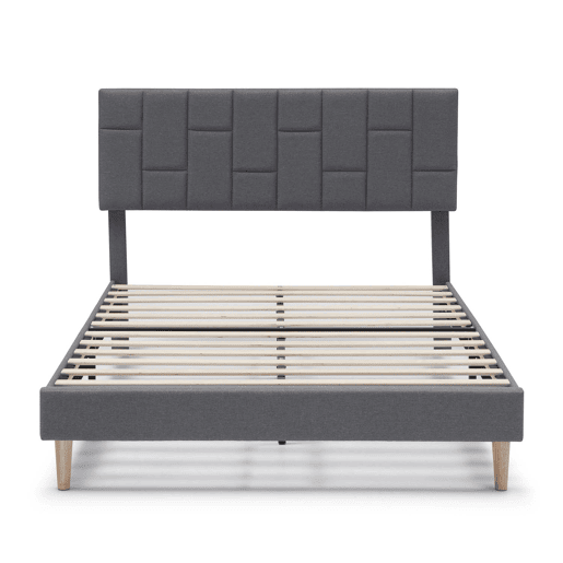 Estrutura de cama estofada Sorni 90x190 cm, cinzento escuro
