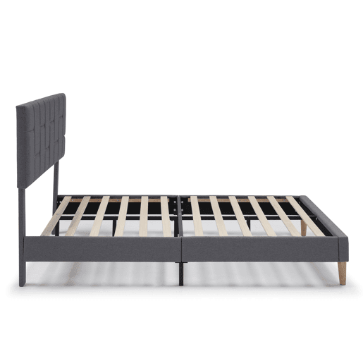 Estrutura de cama estofada Sorni 90x190 cm, cinzento escuro