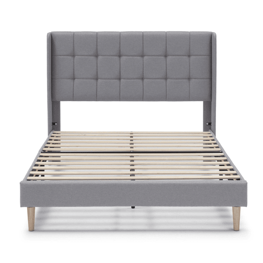 Estrutura de cama estofada Esther 135140x190 cm, cinzento claro