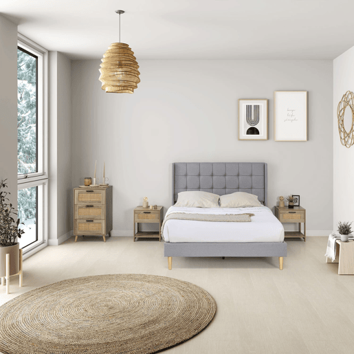 Estrutura de cama estofada Esther 135140x190 cm, cinzento claro