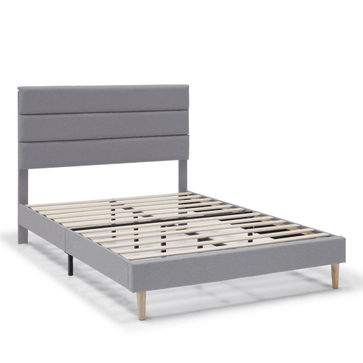 Estrutura de cama estofada Aroma 90x190 cm, cinzento claro