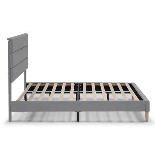 Estrutura de cama estofada Aroma 90x190 cm, cinzento claro