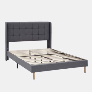 Estrutura de cama estofada Esther 90x190 cm, cinzento escuro