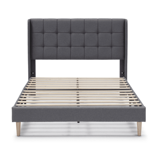 Estrutura de cama estofada Esther 90x190 cm, cinzento escuro