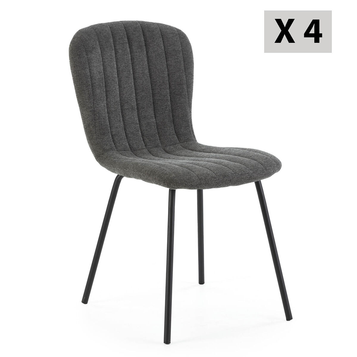 Pack 4 sillas comedor Lucky tapizadas Gris Oscuro
