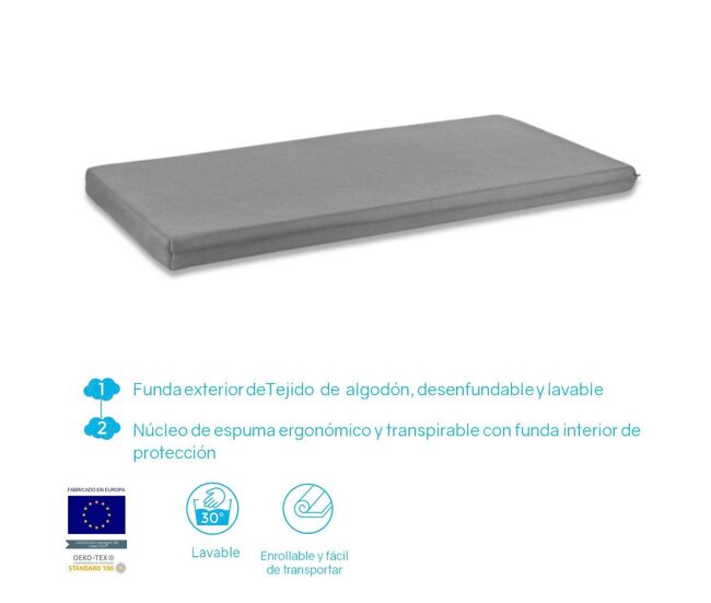 Colchón cuna de viaje 60x120x5 cm - facil de transportar y transpirable