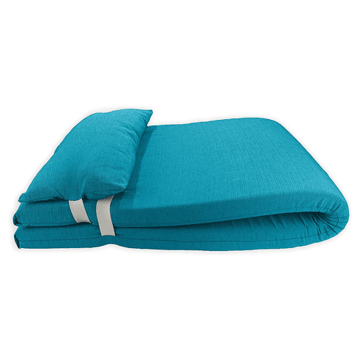 Colchão de espreguiçadeira com almofada 180x60x6 cm Azul Acomoda Têxtil.