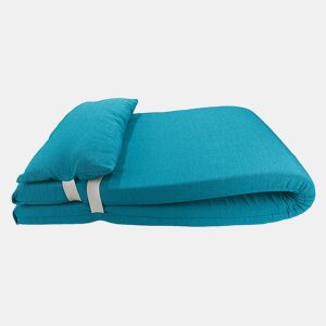Colchão de espreguiçadeira com almofada 180x60x6 cm Azul Acomoda Têxtil.