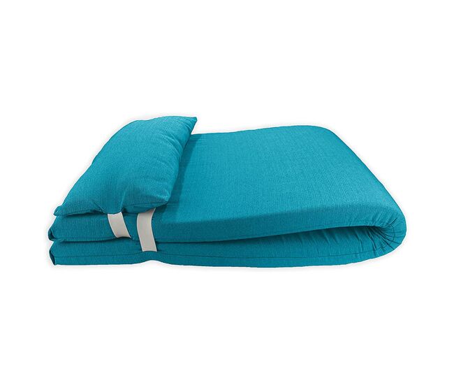 Colchón para tumbona con cojín 180x60x6 cm azul acomoda textil.