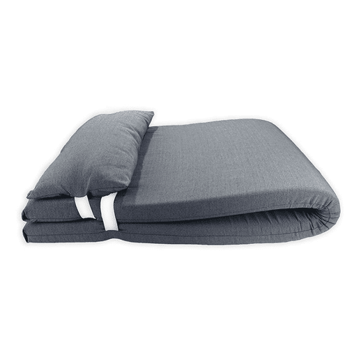 Colchão de espreguiçadeira com almofada 180x60x6 cm Têxtil Acomoda cinzento escuro.