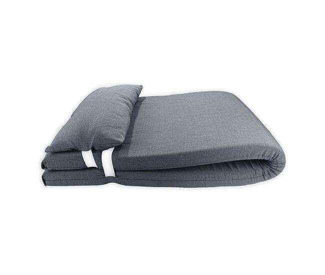 Colchón para tumbona con cojín 180x60x6 cm gris oscuro acomoda textil.