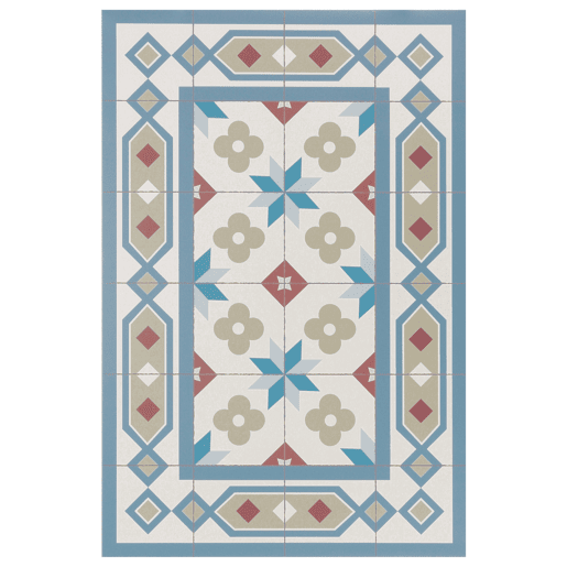 Carpete de vinil ladrilhos hidráulicos boho Multicolor 60x150cm SIROCO