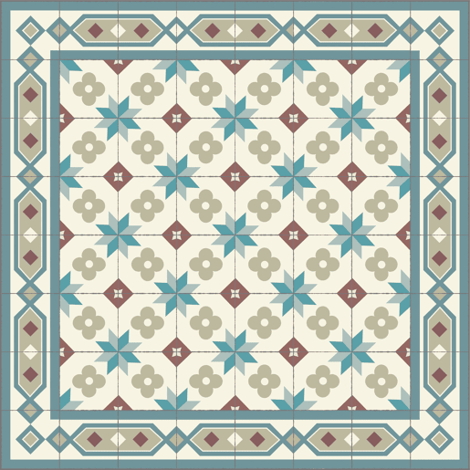 Carpete de vinil ladrilhos hidráulicos boho Multicolor 60x150cm SIROCO