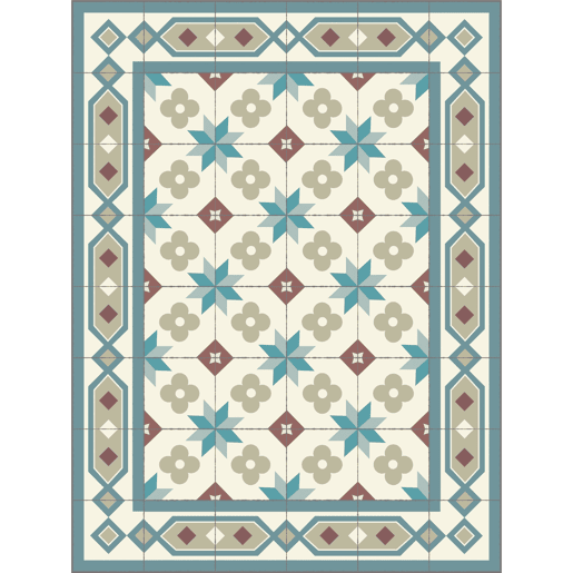 Carpete de vinil ladrilhos hidráulicos boho Multicolor 60x150cm SIROCO