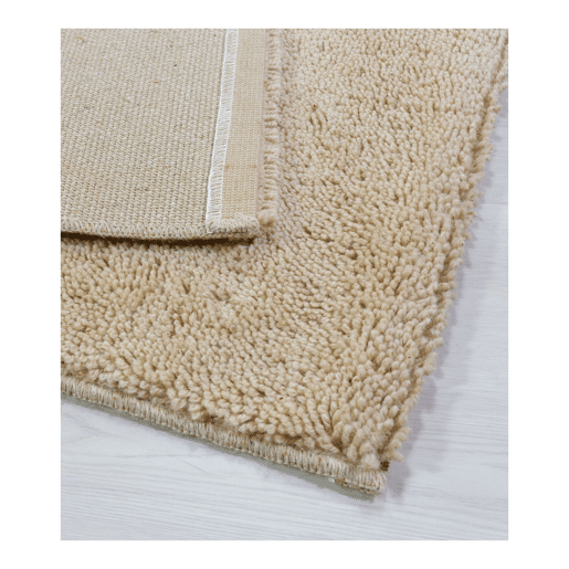 100% Tapete de Cabelo Alto de Lã Pura Beige 67x134cm PRADERA