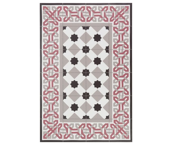 Alfombra vinilo baldosas hidráulicas modernistas multicolor 120x120cm camelot
